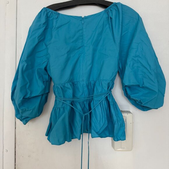 STAUD Luna poplin top in blue - Picture 3 of 4